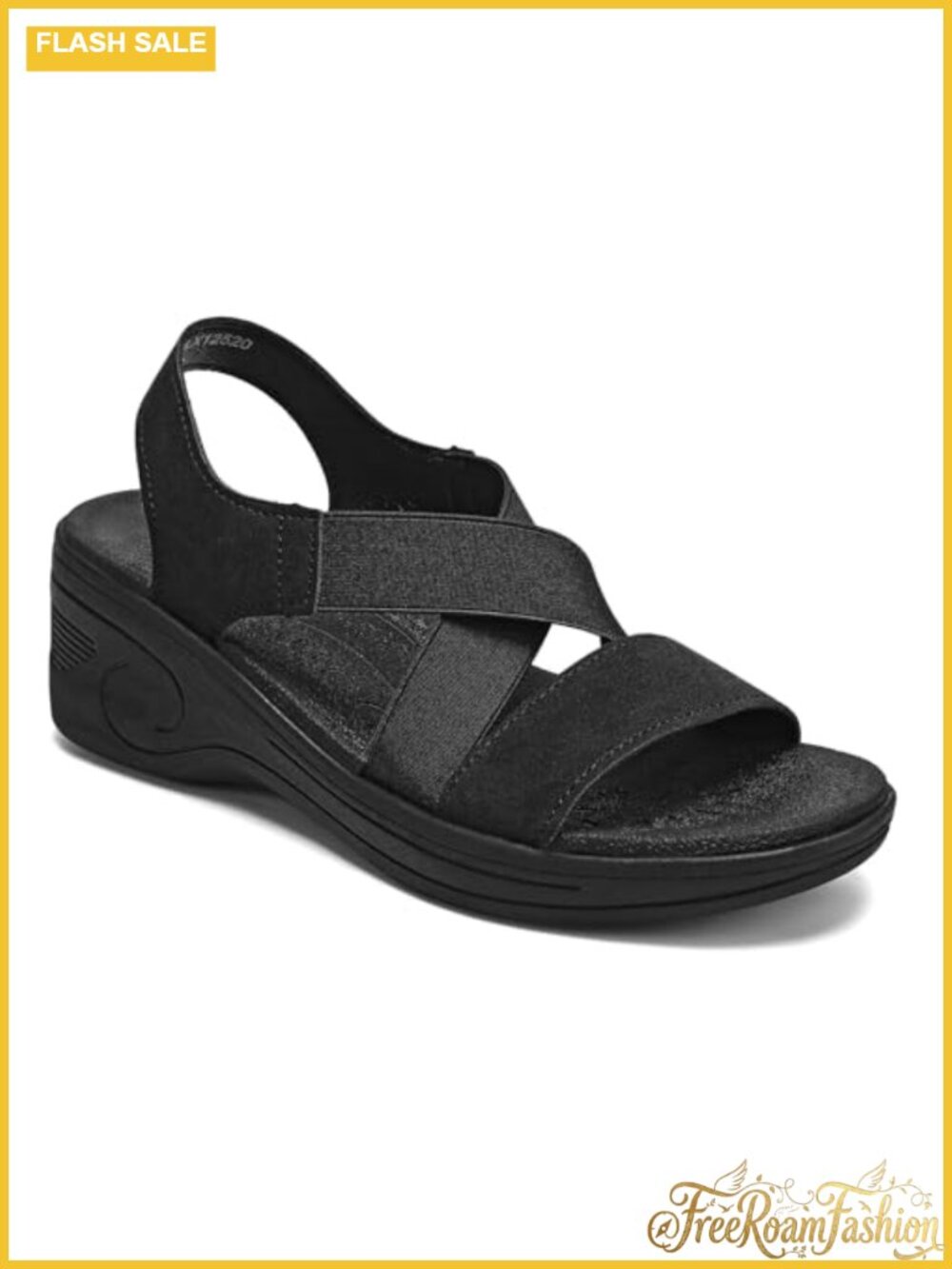 Womens Wedge Sandals Open Toe Slip On Platform Elastic Ankle Strap Summer
